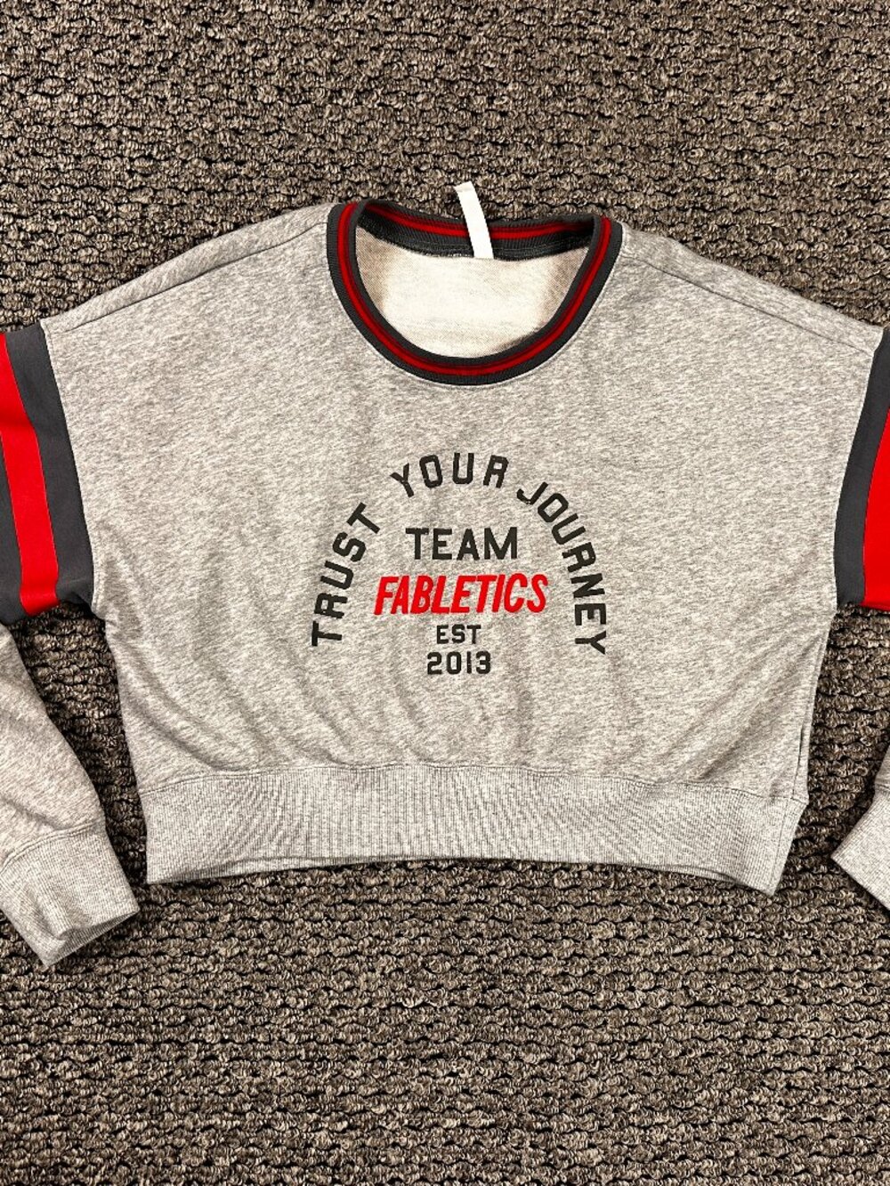 Team Fabletics Trust Your Journey Cropped Pullover Sweatshirt Women's Medium EUC